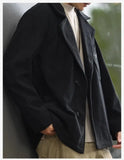 WIAOFELLAS  -  Japanese Corduroy Suit Jacket with Men's Patch Pocket Design Casual Retro French Light Mature Layered Jacket