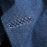 WIAOFELLAS  -  Classic Denim Cardigan Jacket Monk Robe Spring Men's Washed Taoist Robe V-neck Cardigan Coat Unisex Vintage Button Blue Tops