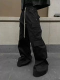 Wiaofellas  -  New Style American Style Casual Pants Blackcargo Pants Multi-pocket Loose Fit Wide Leg For Men Spring Summer