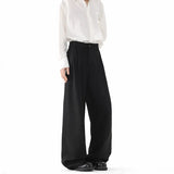WIAOFELLAS  -  Grey Suit Pants Men Oversized Fashion Society Mens Black Dress Pants Korean Loose Straight Pants Mens Office Formal Trousers