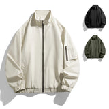 WIAOFELLAS  -  Thin Stand Collar Workwear Jacket Men New Spring Autumn Men's Solid Color Coat Zipper Fashion Windproof Bomber Jackets Man
