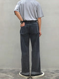 Wiaofellas Casual Men's Straight Mid-rise Jeans New Korean Style Trousers Wide Loose Simple solid color Trousers 2A2132