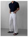 Wiaofellas  -  New Summer Men's Fashion Hollow Out Polo Shirt Casual Solid Color Half Sleeve High Quality Knitted T Shirt Loose Trendy Top