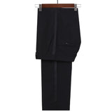 Wiaofellas  -  Slim Fit Formal Trousers with Side Satin Stripe for Wedding Evening Black Men's Suit Pants Stylish Men's Fashion