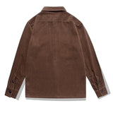 Wiaofellas New Men Corduroy Casual Shirts Long Sleeves Vintage Solid Color Top Coats Workwear Clothing