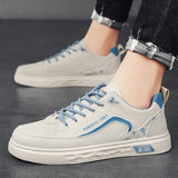 WIAOFELLAS  -  Simple Style Leather Four Seasons Can Wear Low Heels Increase Flat Leisure Walking Non-slip Two-color Men Large Size Trend Shoes