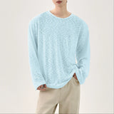 WIAOFELLAS  -  Men T Shirt Solid Color O-neck Long Sleeve Korean Style Male Tee Tops Streetwear Loose Fashion Casual Men Clothing