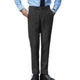 Wiaofellas  -  Men Formal Herringbone Woolen Double-pleated Suit Trousers Solid Color Light Luxury Naples Premium Business Dress Pants New