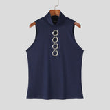 WIAOFELLAS  -  Men Tank Tops Solid Hollow Out Sexy Knitted Male Vests Summer Streetwear Tops Turtleneck Sleeveless Fashion Men Clothing