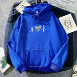 WIAOFELLAS  -  Autumn Winter Heart Print Hoodie Unisex Couple Style Polyester Fiber Full Sleeve Streetwear Trendy Top for Men And Women