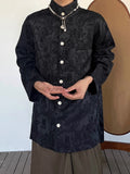 Wiaofellas  -  Spring Fashion Mens Jacquard Shirt Tops Vintage Florals Embroidery Design Button Stand Collar Shirts Men Casual Cardigans