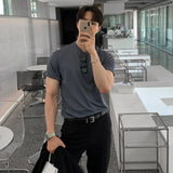 WIAOFELLAS  -  Men's Compression Short Sleeve T-shirt Fitness Running Basketball Gym Sportswear Slim Fit Close-fitting Black Sports Tops B183