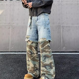 WIAOFELLAS  -  European Style Fashion Stand Pocket Jeans Demin Pants Men's Wide Leg Trousers Plus Size Mens Casual Street Demin Pants New