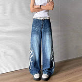 WIAOFELLAS  -  Vintage Summer Men's Irregular Striped Print High Street Denim Pants Fashion Casual Loose Wide Leg Jeans Male