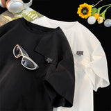 WIAOFELLAS  -  Summer Casual Versatile Short-sleeved Pocket Design Basic T-Shirt Men Round Neck Top Loose Large Size T-shirt Tops