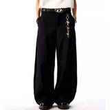 WIAOFELLAS  -  Mens Trousers Crescent Silhouette Casual Pants Summer Streetwear Fashion Daily Outdoor Versatile Wide-Leg Pants Men'S Clothing