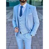 WIAOFELLAS  -  Summer Fashion Male Suit New Solid Color Notch Lapel Suit Slim Fit 3 Piece Business Formal Wedding Groom Tuxedo Custom Clothing
