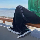 WIAOFELLAS  -  Autumn Retro Letter Print Corduroy Pants For Men Korean Fashion Baggy Trousers Casual Y2K Streetwear Pantalon Hommes Sweatpants
