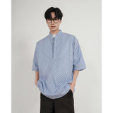 WIAOFELLAS  -  Summer Men's Oversized Short-Sleeve Shirt – Loose Fit Casual Tee, Light Blue/Deep Blue (M-5XL) Young Pullover