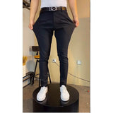 WIAOFELLAS  -  New Solid High Quality Trousers Men's Casual Pants Soft Tight Stretch Business Trousers Social Workers Men's Suit Pants A73