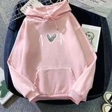 WIAOFELLAS  -  Autumn Winter Heart Print Hoodie Unisex Couple Style Polyester Fiber Full Sleeve Streetwear Trendy Top for Men And Women