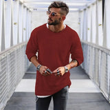 Wiaofellas  -  Spring Men's Casual Solid Color Fashion Knitted Shirt O Neck Long Sleeve Knit Pullover Loose Soft Sweater Coats Men Tops