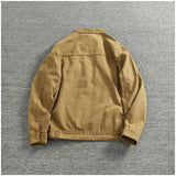 WIAOFELLAS  -  Classic vintage button-down biker jacket top men's youth cotton khaki do old wash cargo coat trend