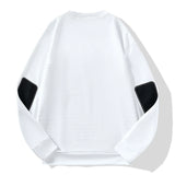 Wiaofellas  -  Spring Autumn New Men's Round Neck Long-sleeved Sweatshirt Fashionable Trendy Striped Splicing Versatile Korean Top
