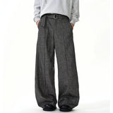 WIAOFELLAS  -  Men Women Streetwear Fashion Loose Casual Belt Wide Leg Suit Pant Boyfriend Straight Trousers Baggy Pants