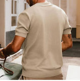 WIAOFELLAS  -  Summer New Trend Men Fashion Knit Polo Shirt Light Luxury Solid Tops American Style Short Sleeve Casual Cardigan Shirts