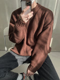 WIAOFELLAS  -  Autumn and Winter High-Quality Knitwear Sweater Men Pullover Round Neck Long-Sleeved Knitted Cashmere O-Neck Large Loose C54