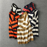 WIAOFELLAS  -  Heavy double cotton short sleeve t pocket American retro thick horizontal thick wide stripe T-shirt men's and women's T-shirt