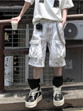 Wiaofellas  -  Summer Washed Distressed Workwear Shorts Men's Trendy Street Style Loose Wide Leg Big Pocket Seven-Foot Pants Casual Trousers