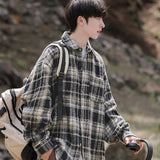 Wiaofellas  -  Brand Plaid Jackets for Mens New Autumn American Baggy Woolen Coat Male Fashion Casual Streetwear Vintage Clothing