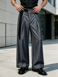 Wiaofellas  -  Regular double pleat ribbon striped trousers, men's loose wide-leg high-end casual suit pants