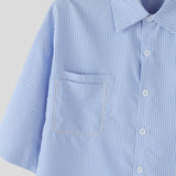 Wiaofellas  -  Men Striped Shirt Lapel Short Sleeve Button Casual Men Clothes Streetwear Summer Loose Fashion Tops For Man Shirts