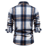 Wiaofellas  -   Fashion Autumn Long Sleeve Men's Shirt Plaid Turn-down Collar Double Pockets Blouse Designer Clothes Social Shirts For Men