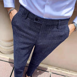 Wiaofellas  -  Men Casual Plaid Suit Pants Fashion Men's Slim Fit Business Social Dress Pants Formal Wedding Social Party Male Trousers