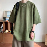 Wiaofellas  -  Imitation Suede Short-sleeved T-shirt Summer New American Men's T-shirt Loose Trendy Brand Student Half-sleeved Clothes