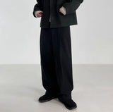 WIAOFELLAS  -  Autumn Winter Men's Cotton Wide Leg Floor Suit Pants Korean Casual Loose Straight  Thicken Full Length Trousers Male Keep Warm