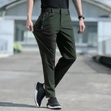 Wiaofellas  -  Ice Silk Men's Summer Pants Elastic Waist Straight Leg Trouser Male Quick Dry Big Size Large Plus Stretch 6XL 7XL Work Outdoor
