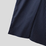 WIAOFELLAS  -  Men Jumpsuits Striped Lapel Long Sleeve Drawstring Joggers Rompers Streetwear Loose Fashion Casual Male Overalls Pants