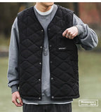 WIAOFELLAS  -  Cotton-layered Fashionable Vest Men with Autumn Winter Simple Casual Light Heated Inner Vest Cardigan Work Vest Top Aesthetic