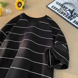 WIAOFELLAS  -  Men Oversized T Shirt Fashion Striped Contrast Color Short Sleeve Tshirts Casual Daily Clothes Harajuku Tshirt Streetwear