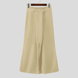Wiaofellas  -  Men's Skirts Solid Color Elastic Waist Casual Split Skirts For Man Personality Streetwear Fashion Men Bottoms S-5XL