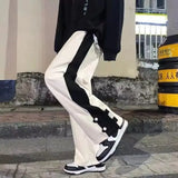 WIAOFELLAS  -  Hong Kong Style Spliced Wide Leg Casual Pants Men's and Women's Versatile Pants Sports Pants Loose Pants Trendy