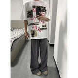 WIAOFELLAS  -  Oversized T Shirt for Men Summer New Cool Style High-end Designed Niche Temperature Fashionable Graffiti Print Short-sleeved Top