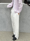 Wiaofellas  -  Fashionable Mens Stripe Print Trousers  Summer Daily Leisure Breathable Loose Straight Bottoms For Men Vintage Pleated Pants