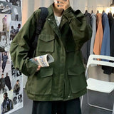 Wiaofellas  -  Hong Kong Style Retro Trendy Brand Men Spring and Autumn Multi-pocket Loose Versatile Trendy Functional Style Baseball Jacket