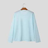 WIAOFELLAS  -  Men T Shirt Solid Color O-neck Long Sleeve Korean Style Male Tee Tops Streetwear Loose Fashion Casual Men Clothing
